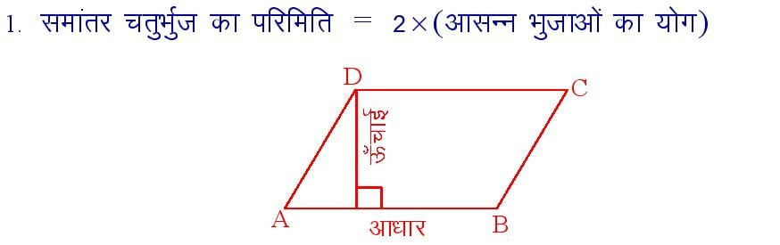 Perimeter of Parallelogram formula in hindi