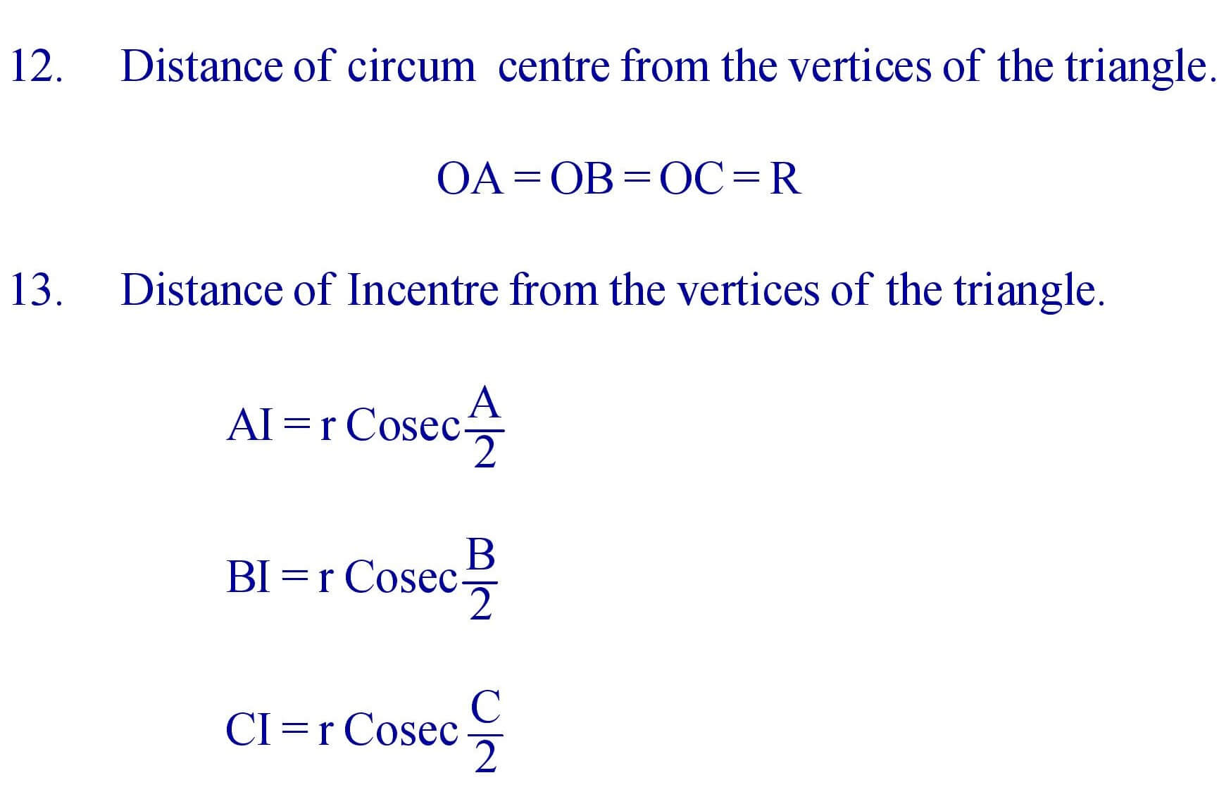 properties of triangle formula