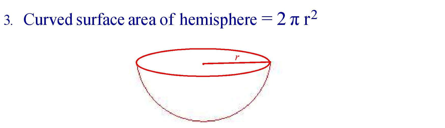 Curved surface area of hemisphere