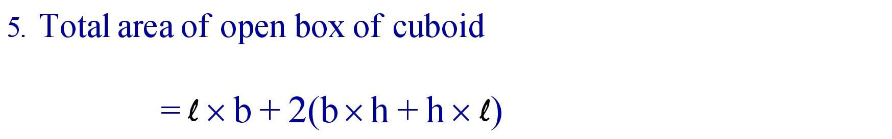 Total area of open box of cuboid