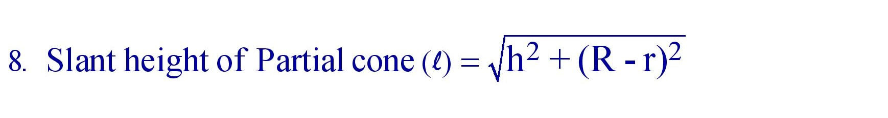 Slant height of Partial cone