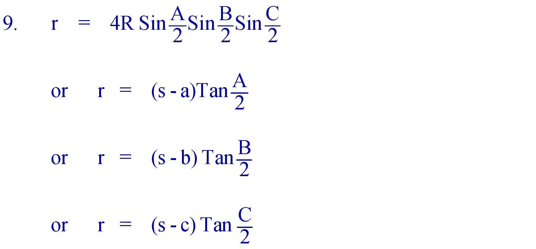 properties of triangle formula