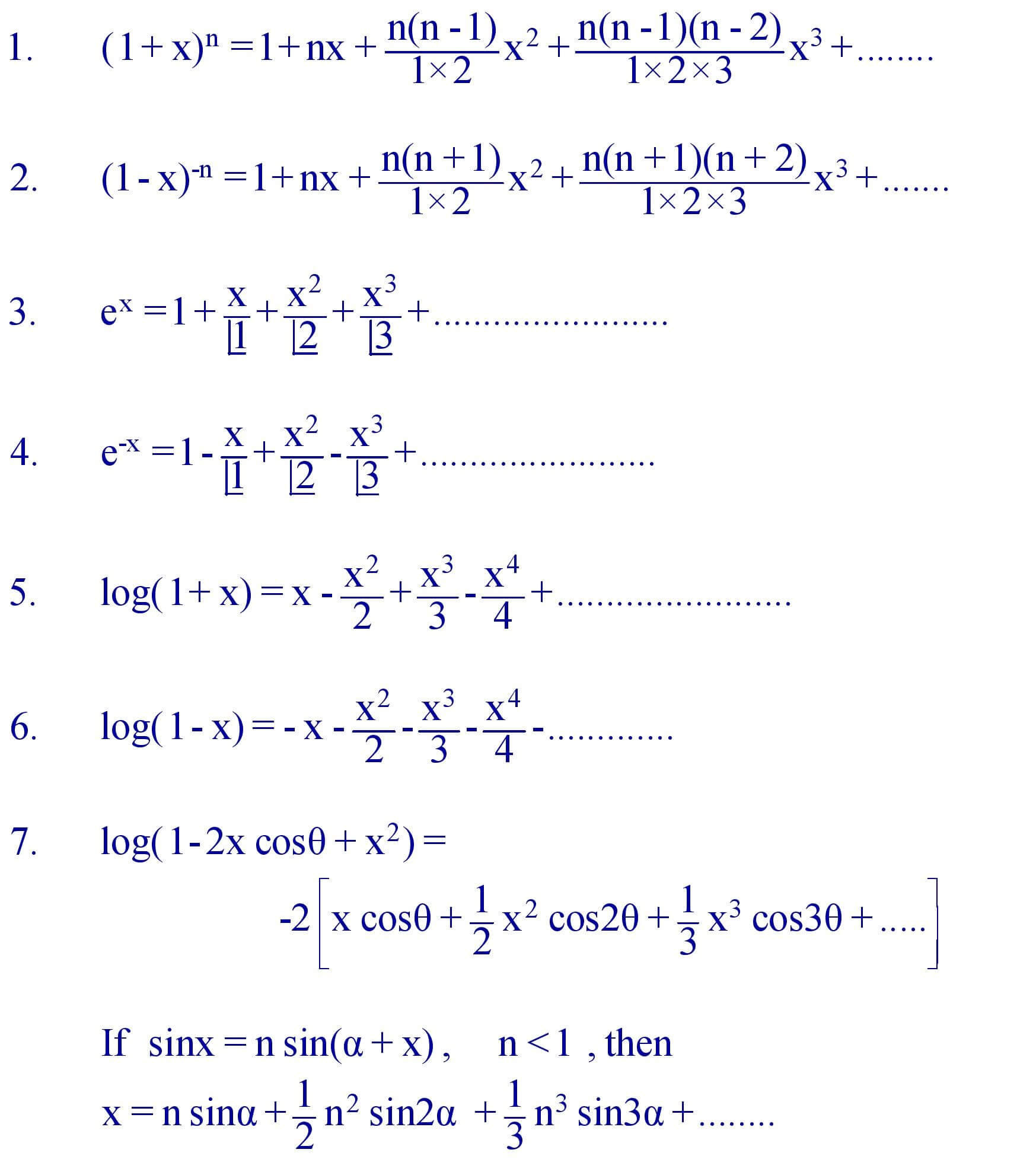 Algebraic eries & Expansion formula 