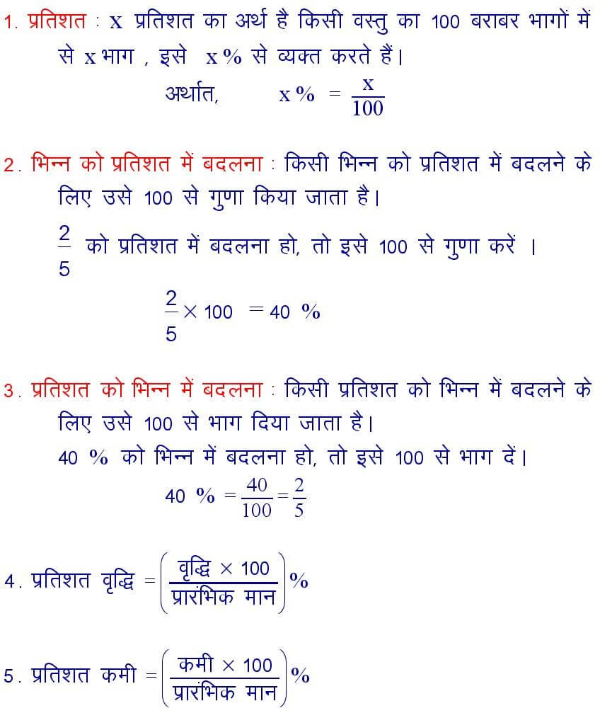 Percentage Formula in Hindi