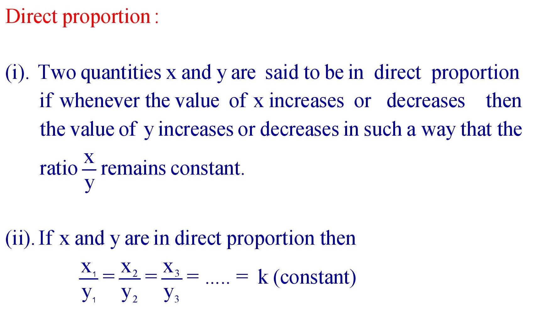 Direct Proportion formula