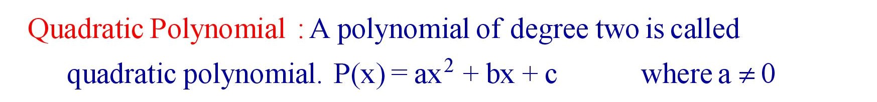 Quadratic Polynomial Definition