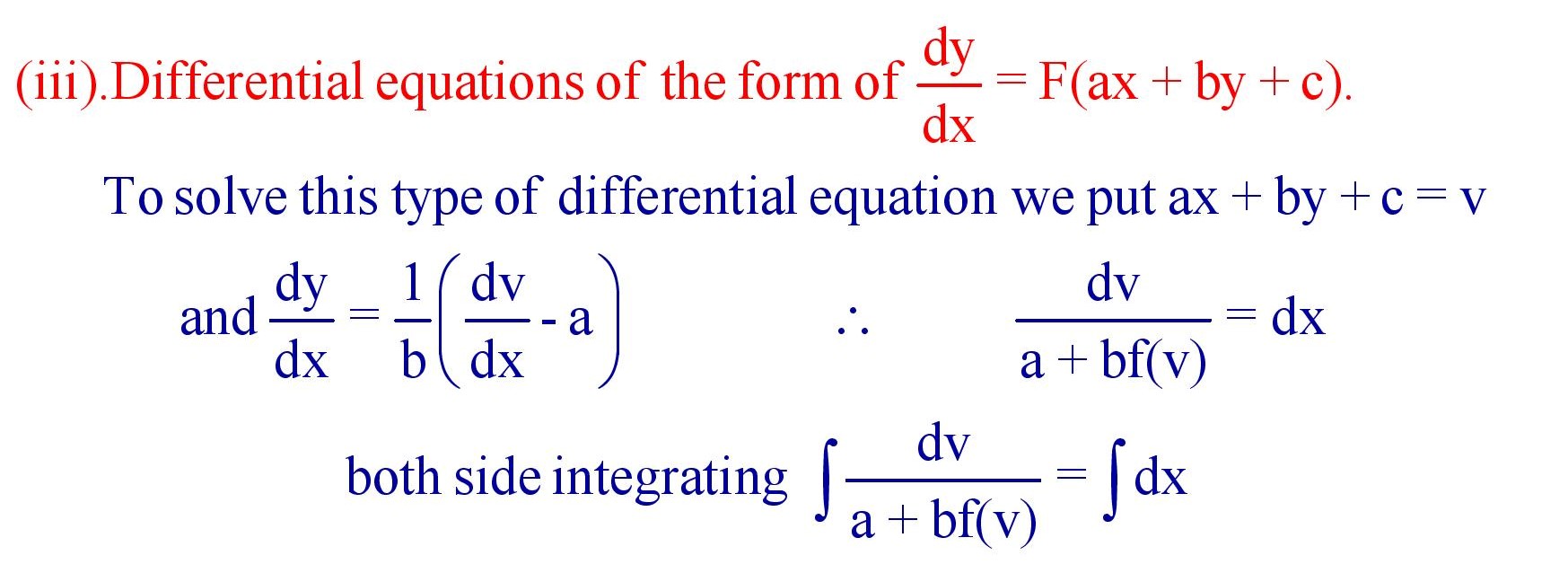Methods of solving a first degree differential equation