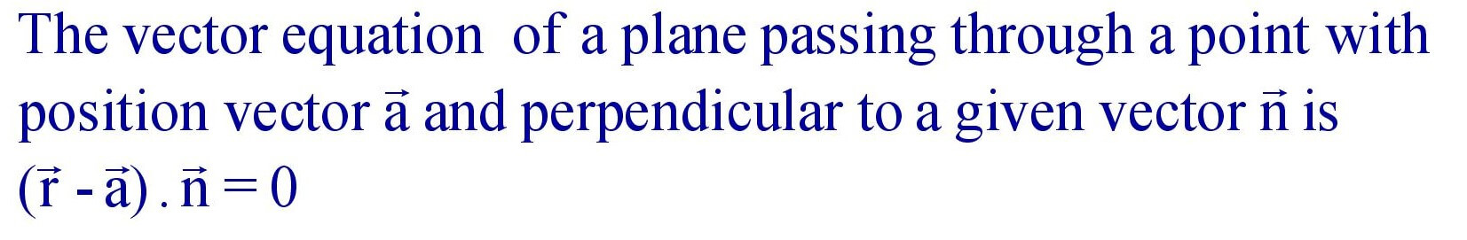Equation of a Plane passing through a given Point and perpendicular to a given vector