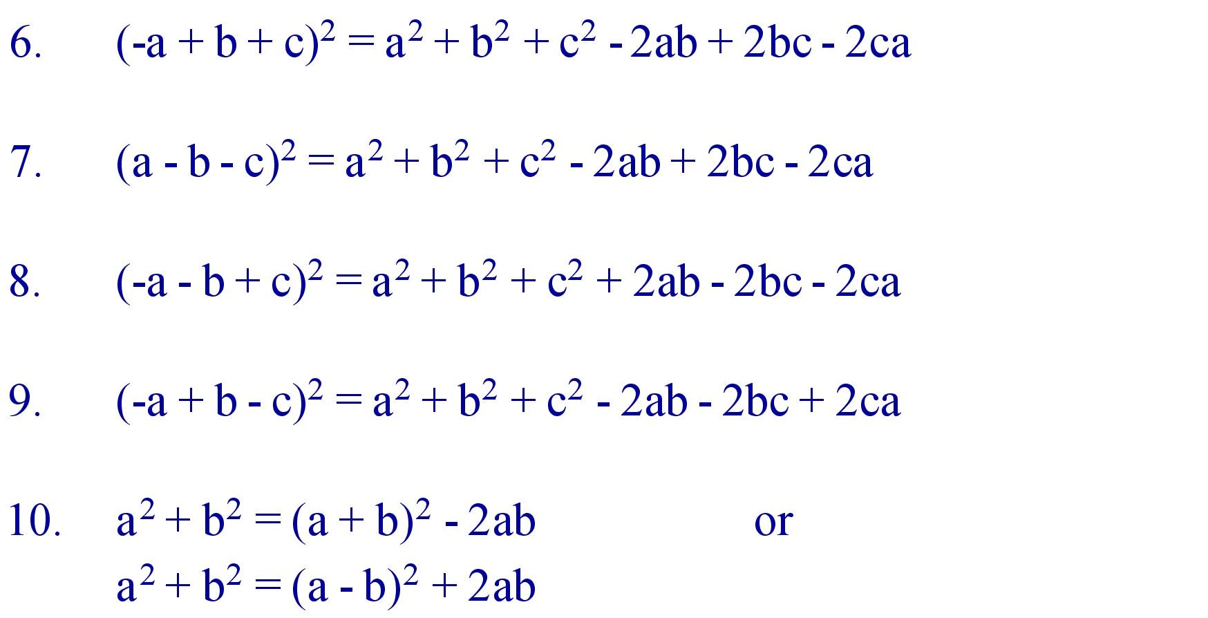 Algebra Basic Formula