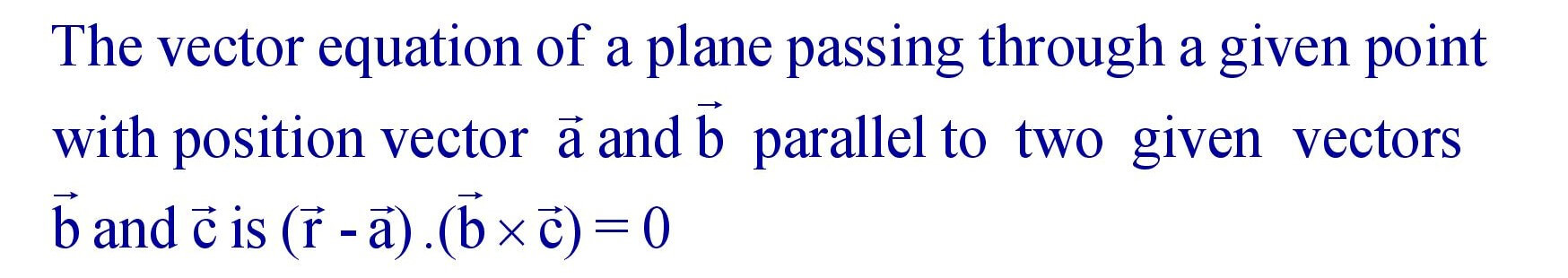 Equation of a plane passing through a given point and parallel to two given lines