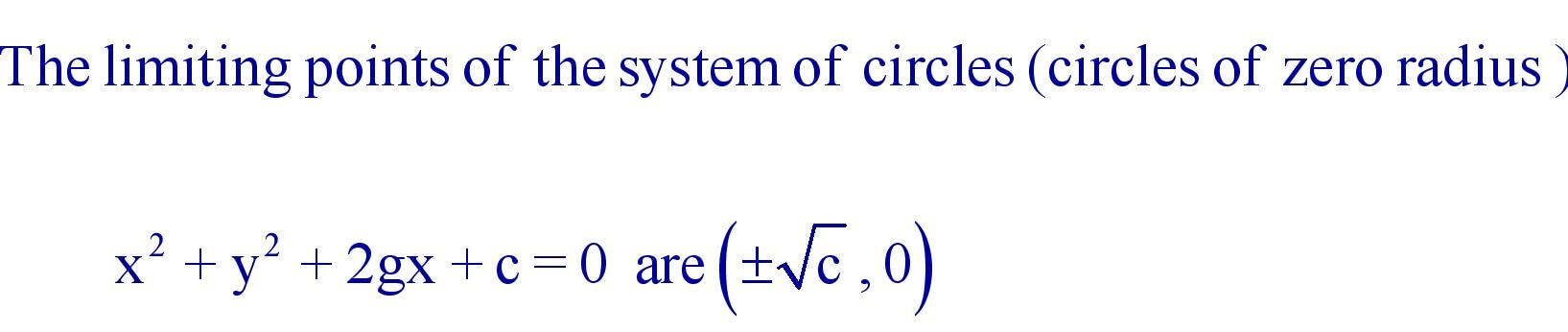 The limiting points of the system of circles