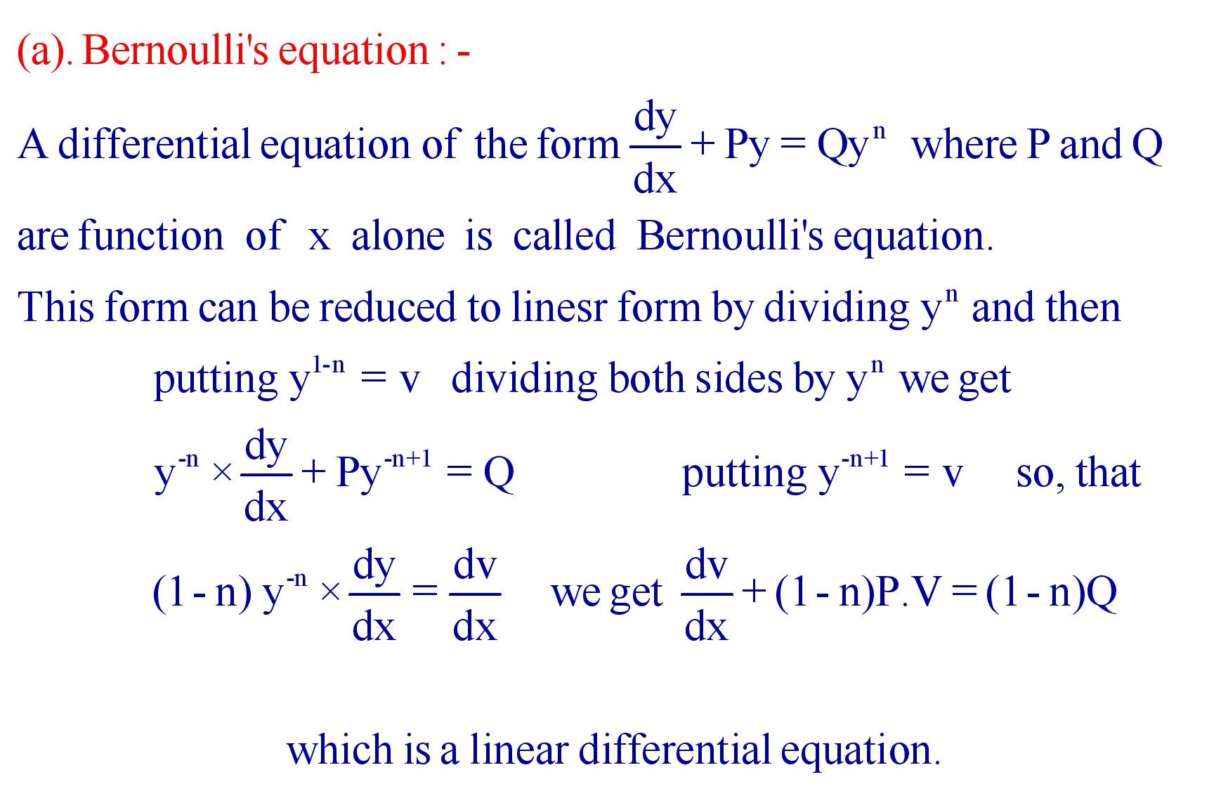 Equation reducible to linear form