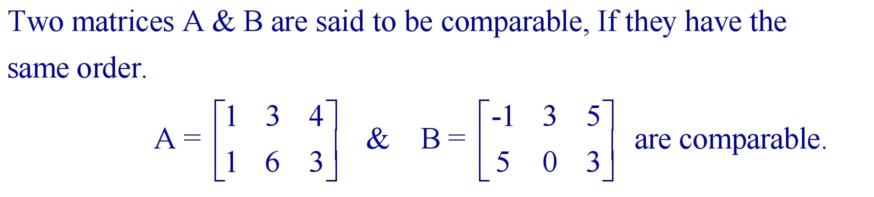 Comparable Matrices