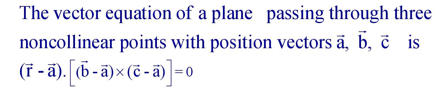 Equation of Plane passing through three given points