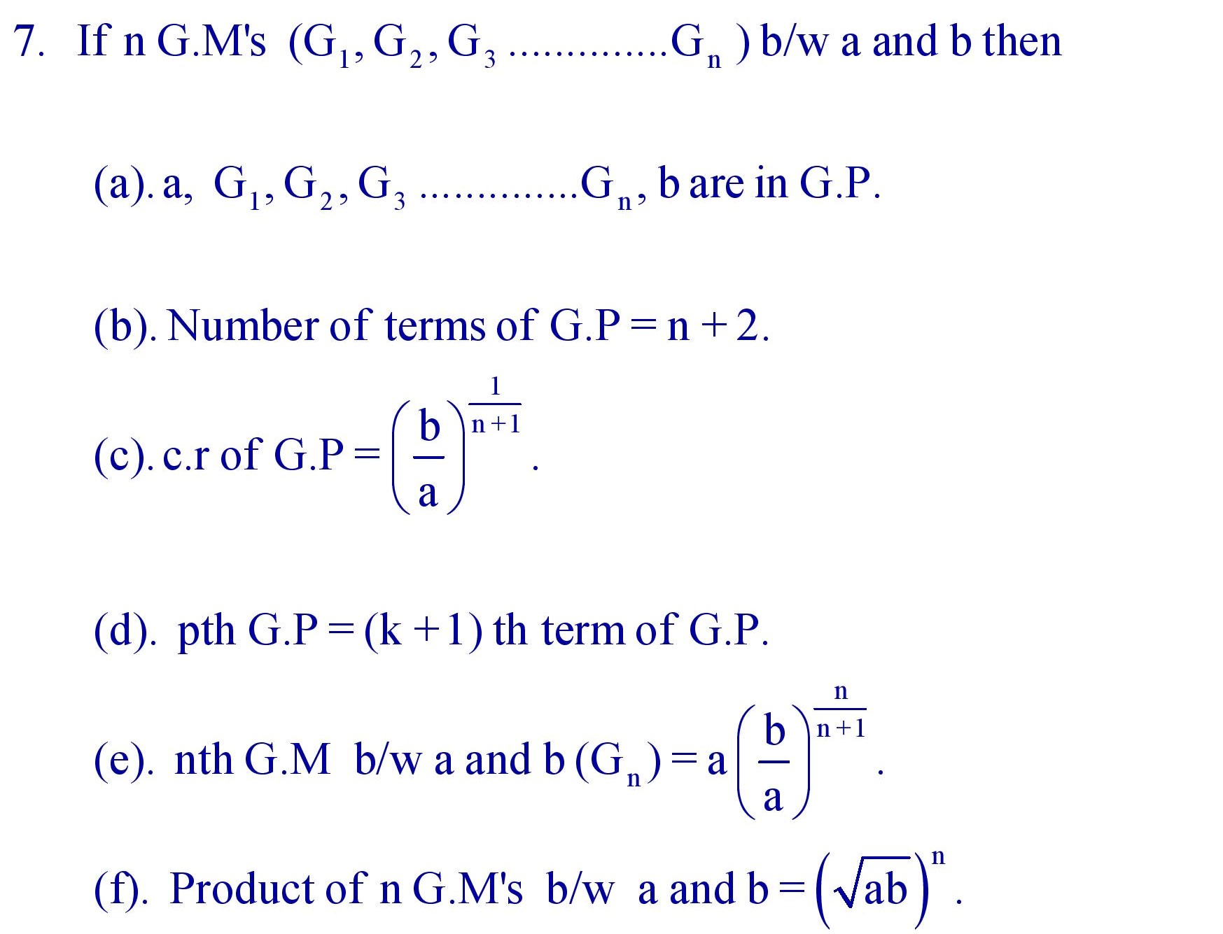 n G.M's between given two numbers a and b
