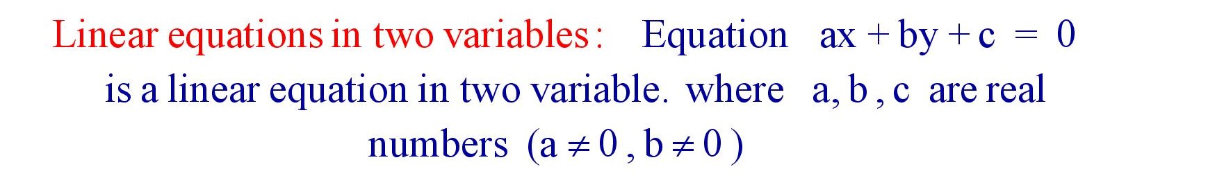 Linear equation in two variables Definition