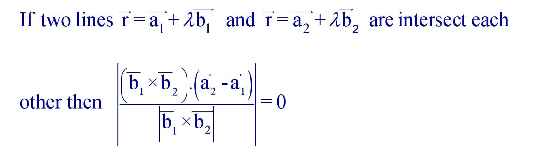 Condition for lines to Intersect Vector Form