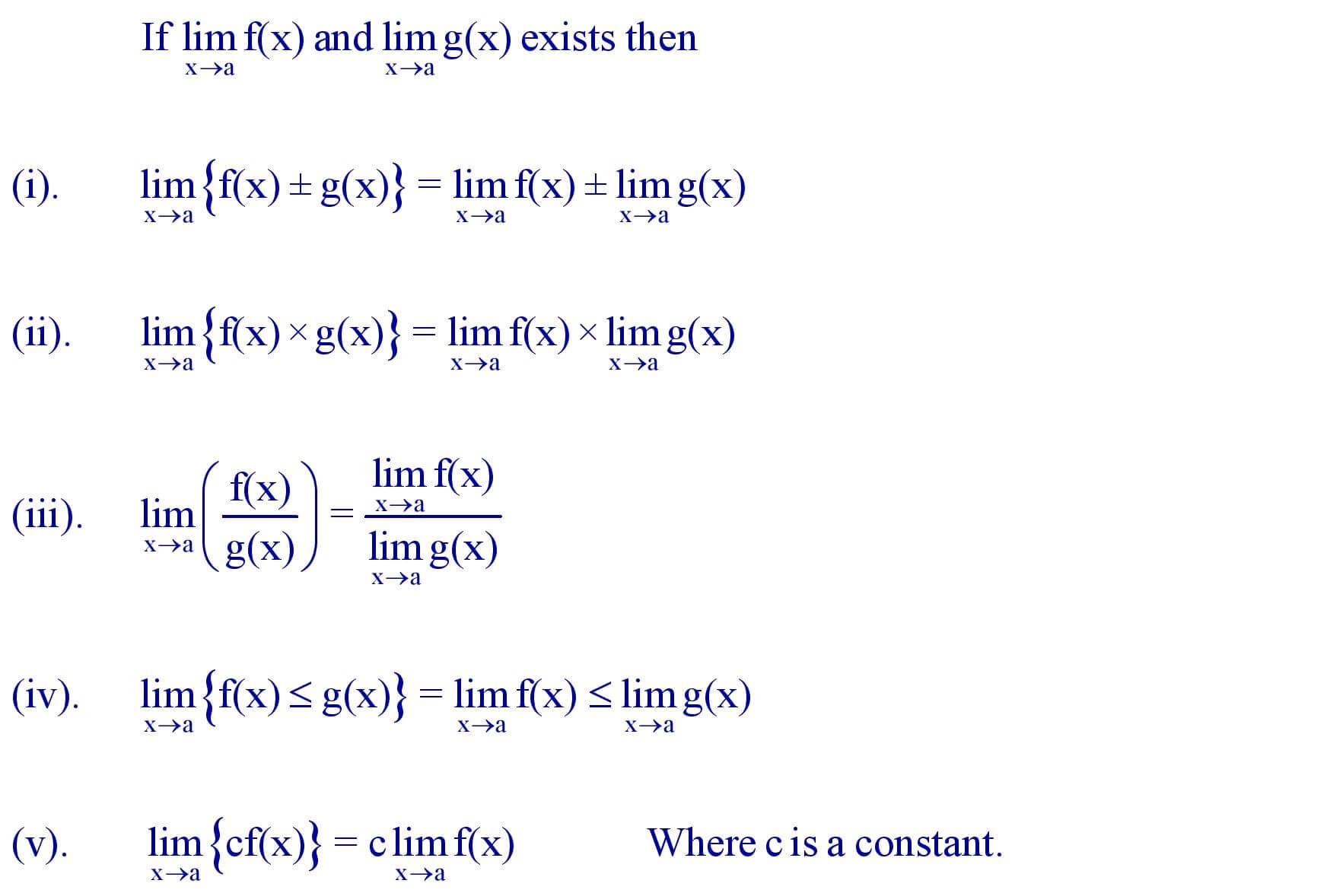 Some important properties of limits