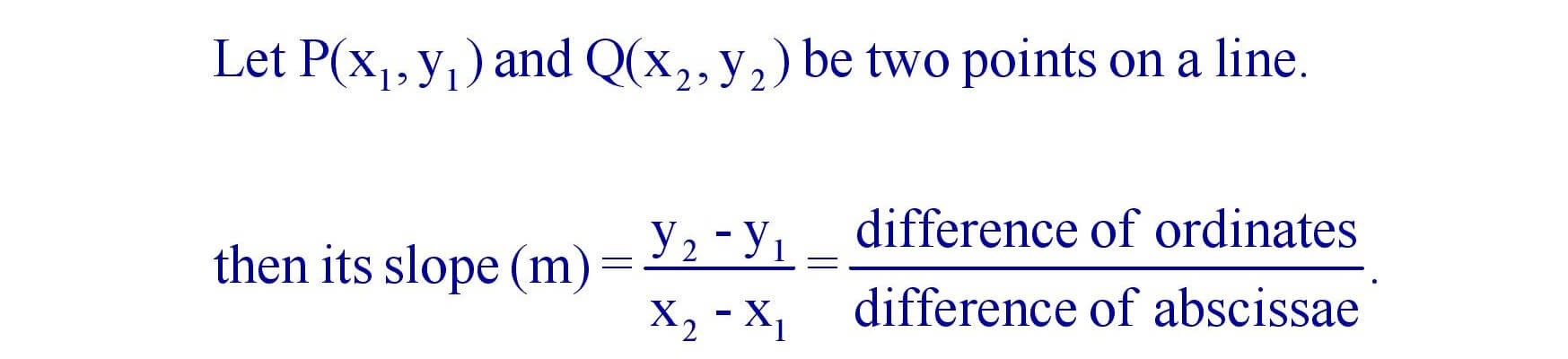 Slope of a line terms of co - ordinates of any two points