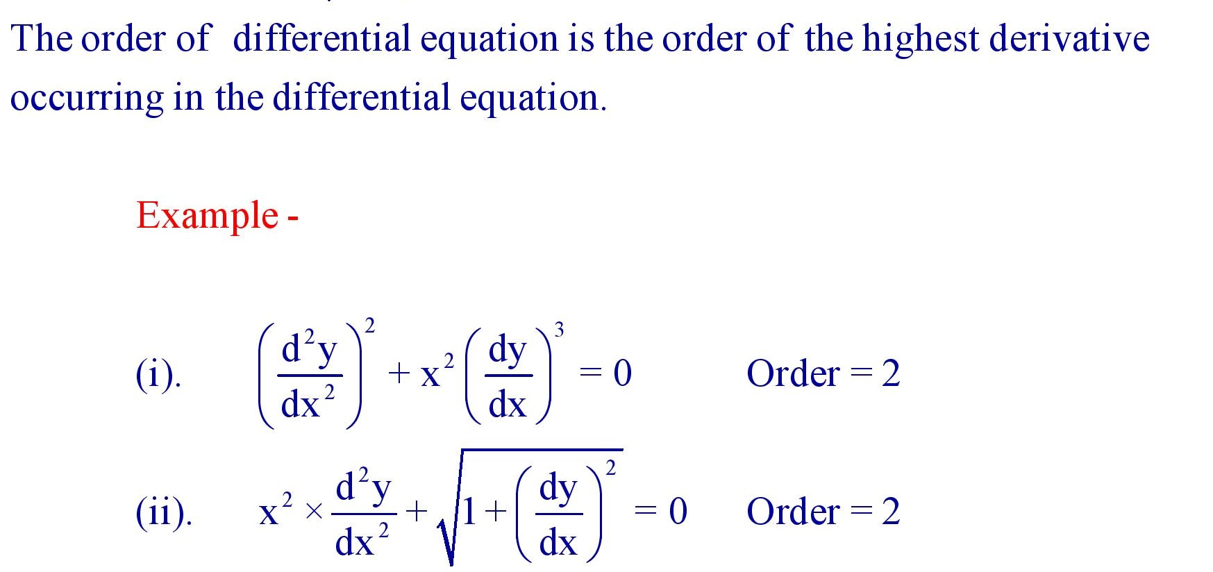 Order of differential Equation