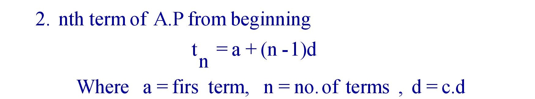 nth term of A.P from beginning