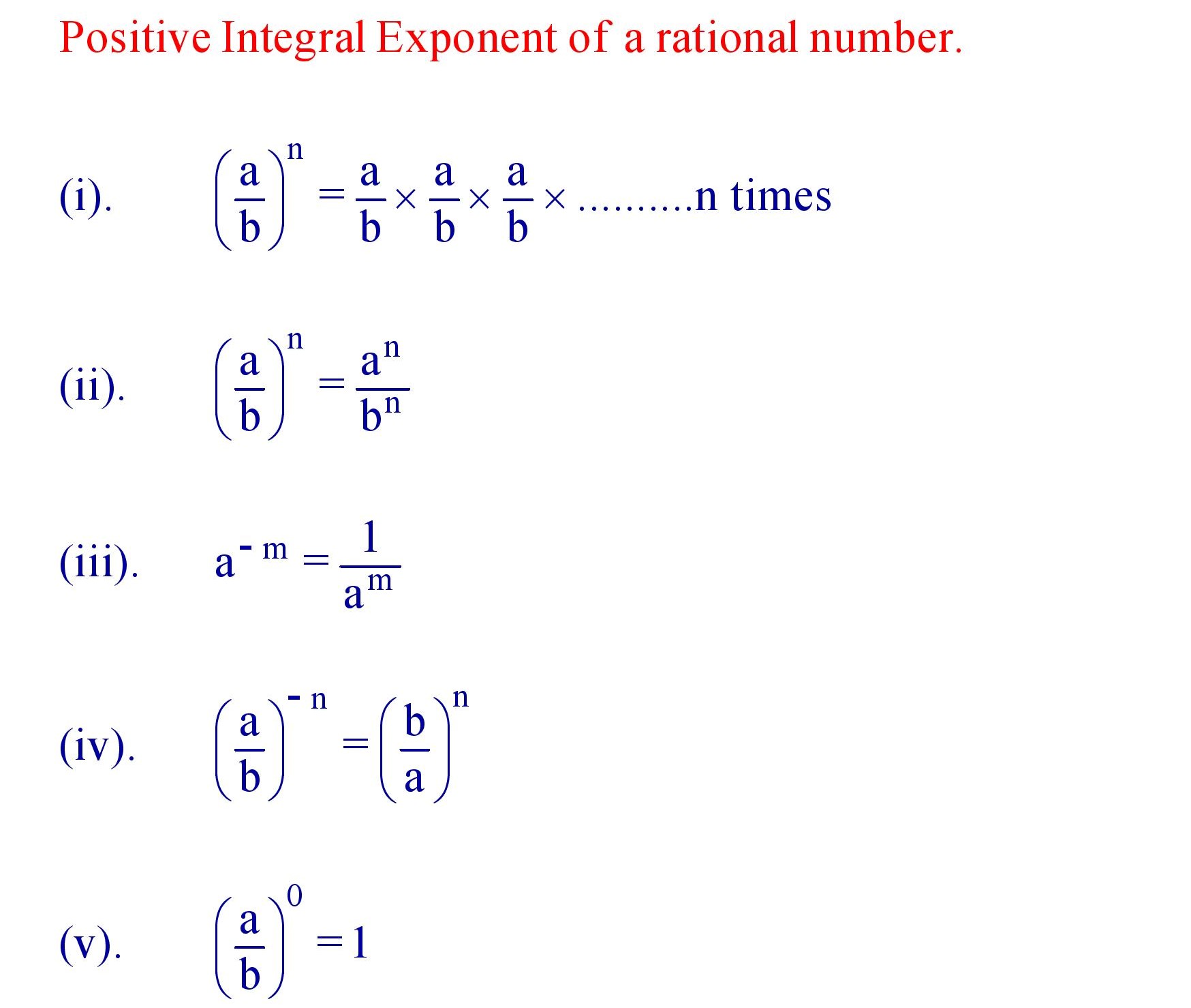 Positive Integral Exponent of a Rational Number
