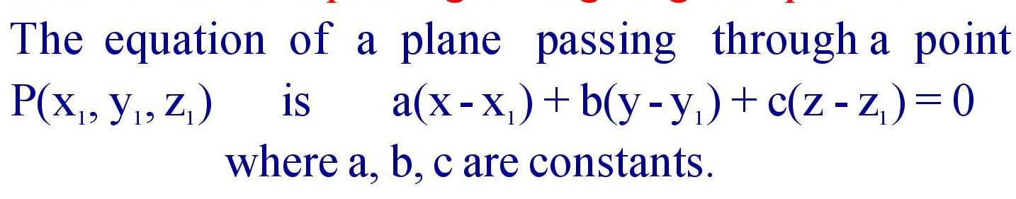 Equation of a Plane passing through a given Point