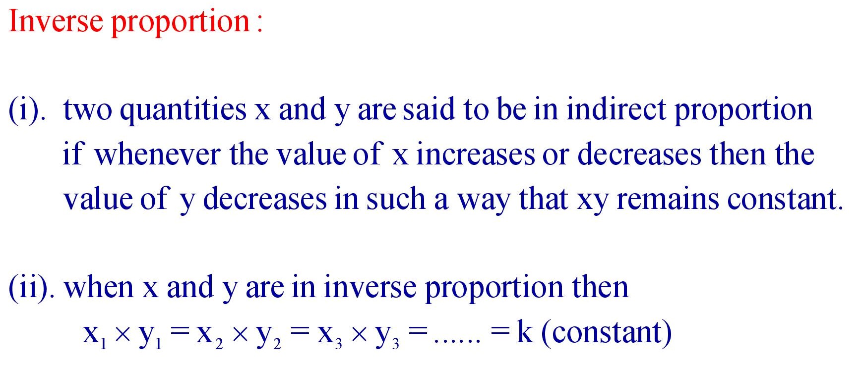 Inverse Proportion Formula