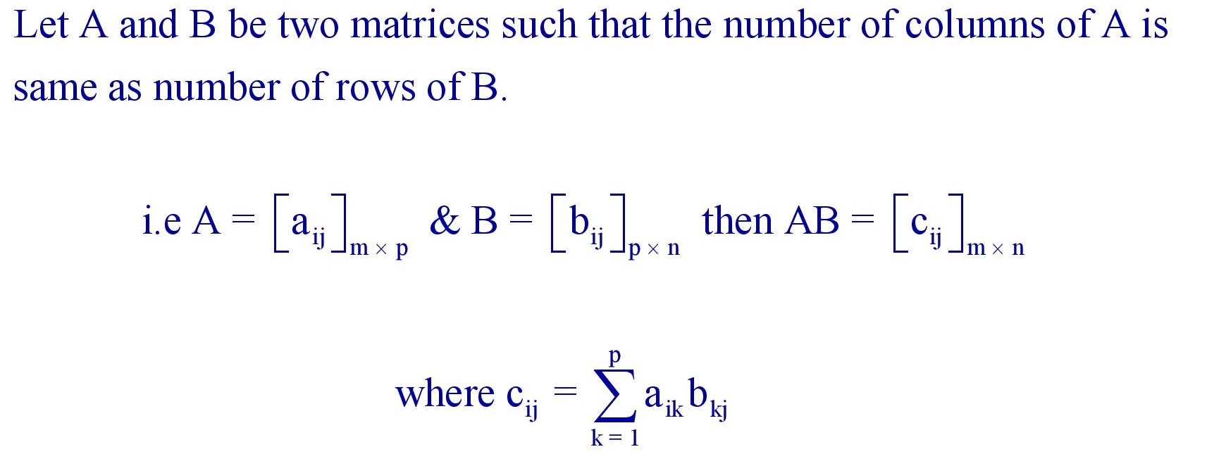 Multiplication of matrices