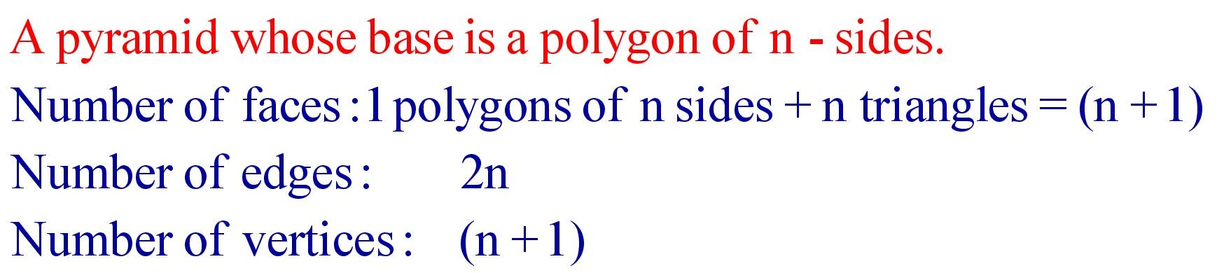 A pyramid whose base is a polygon of n - sides