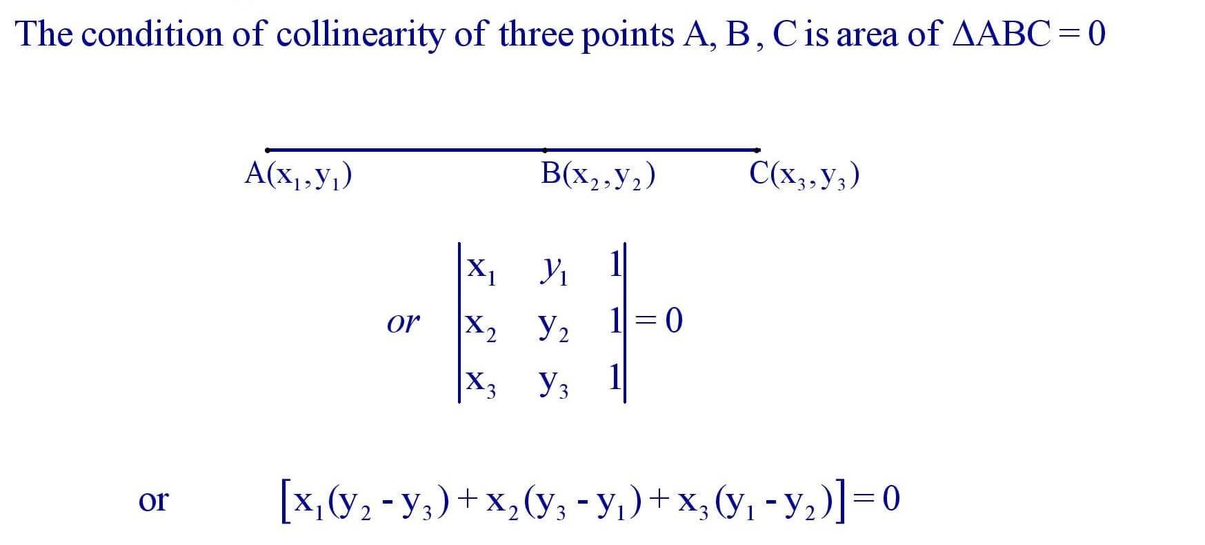 If three Points A , B and C are Collinear then 
