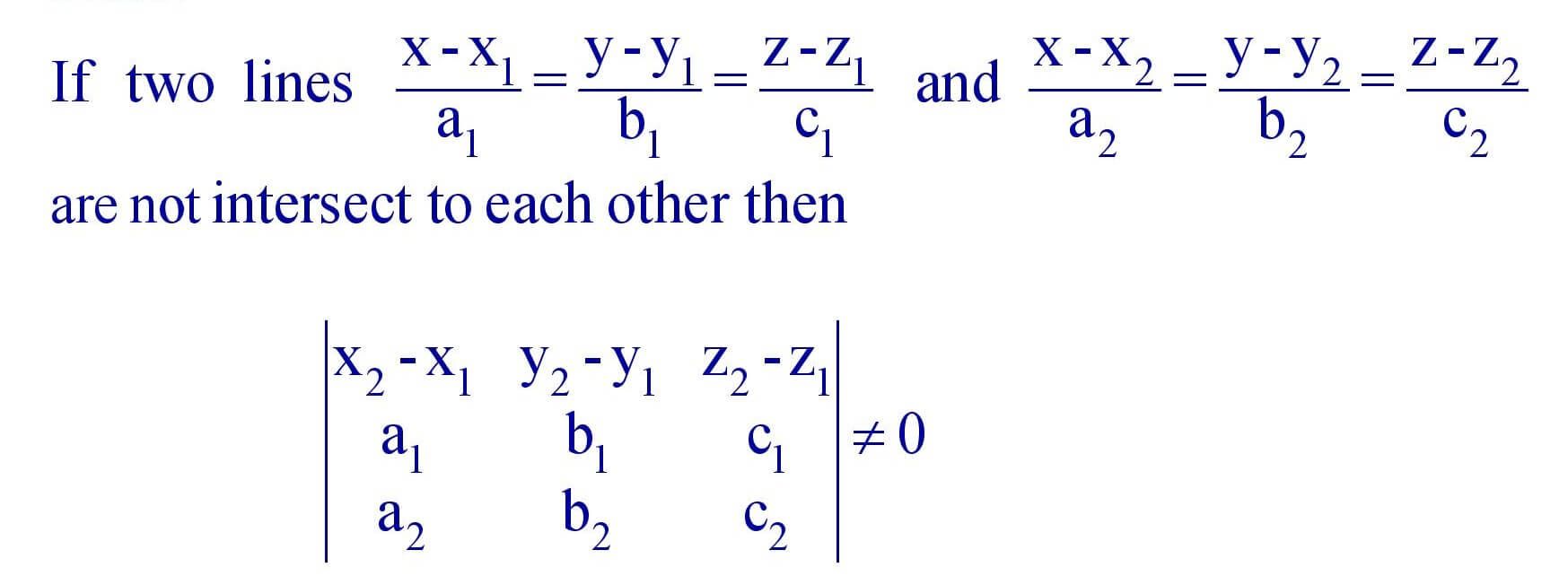 Condition for two lines not Intersect