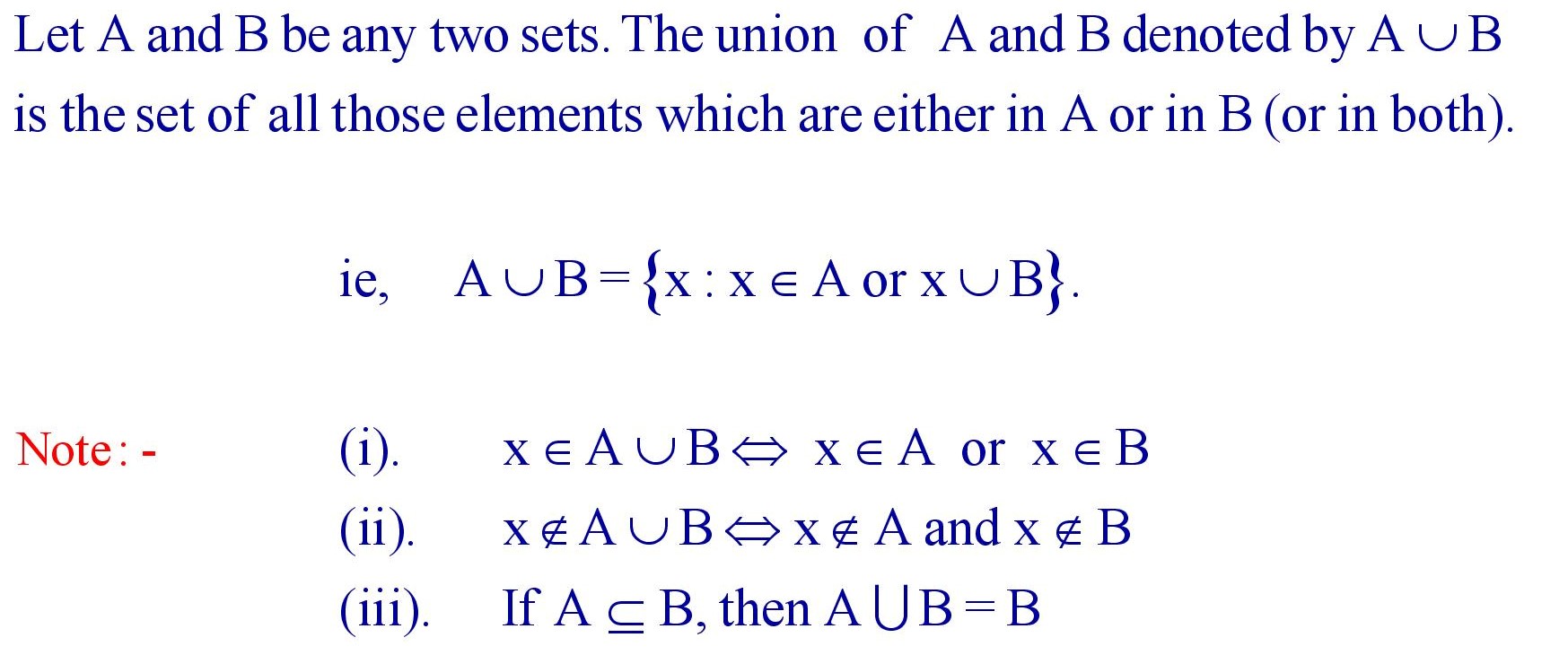 Union of two Sets
