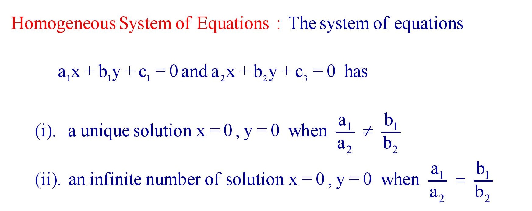 Homogeneous System of Equations