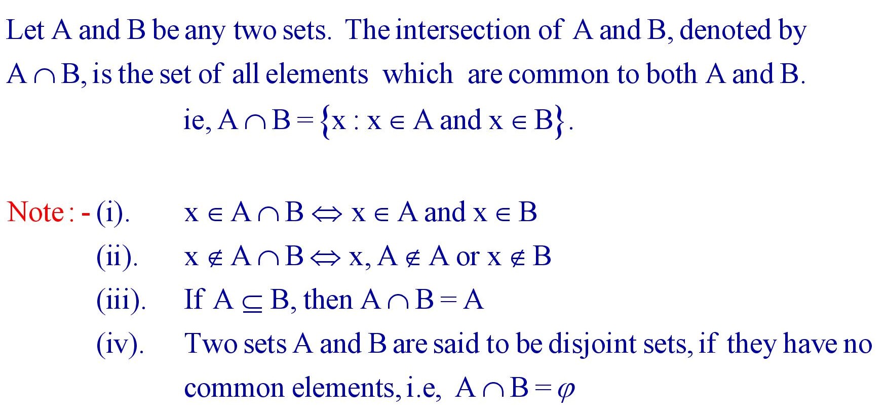 Intersection of two Sets