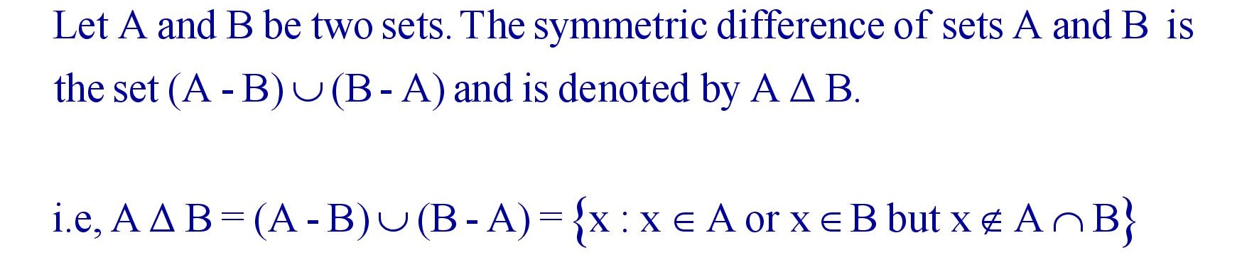 Symmetric Difference of two Sets