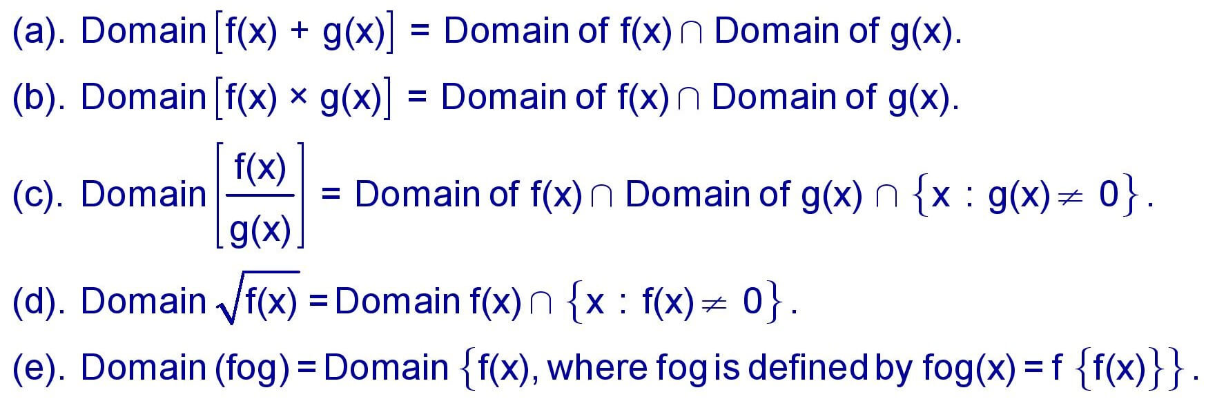 Formula for the Domain of a function