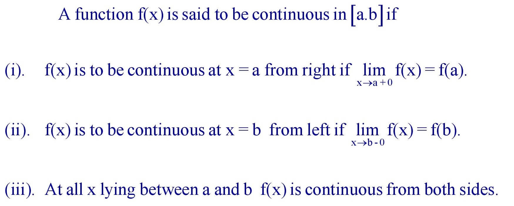 Continuity in an interval