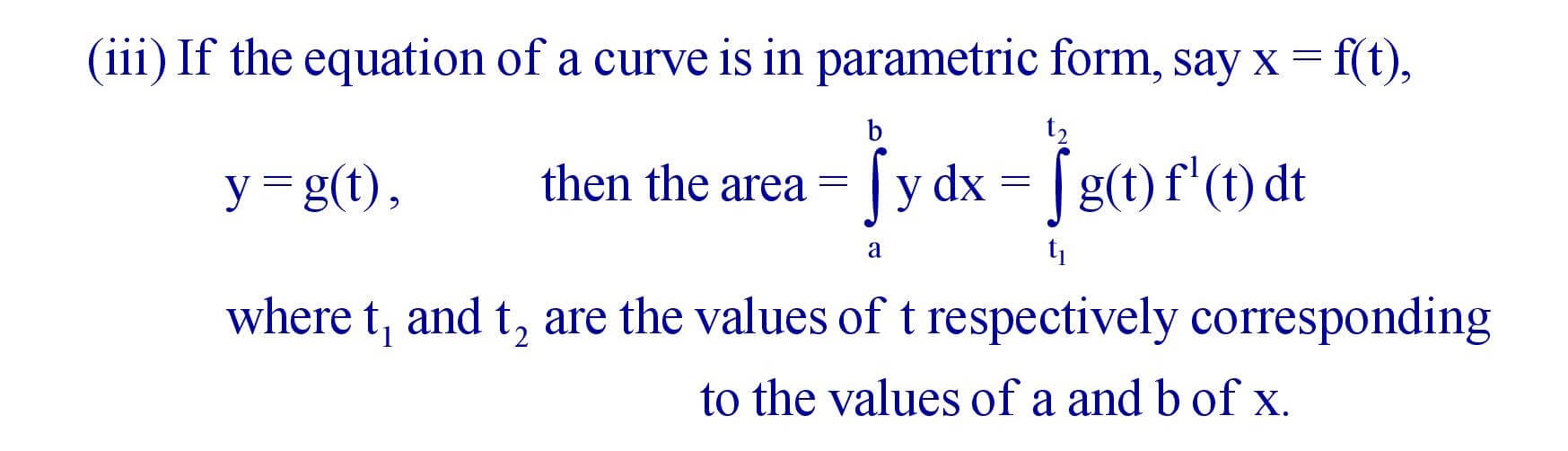 Area bounded by a curve