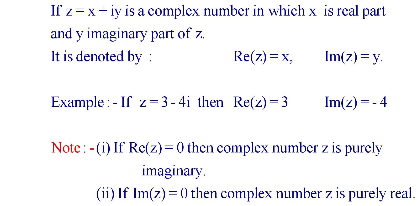 Real and Imaginary Parts of a Complex Number