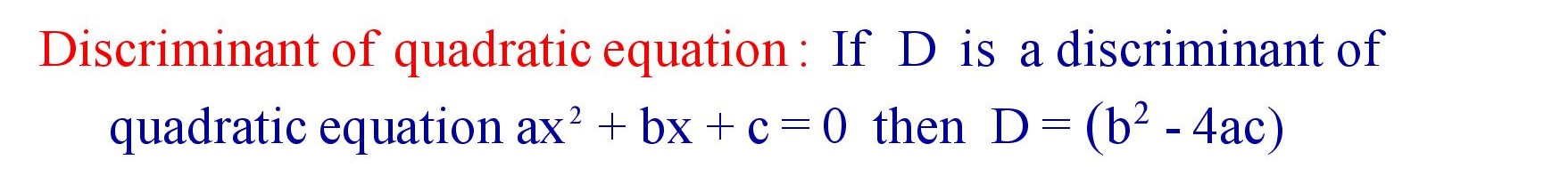Discriminant of quadratic Equation
