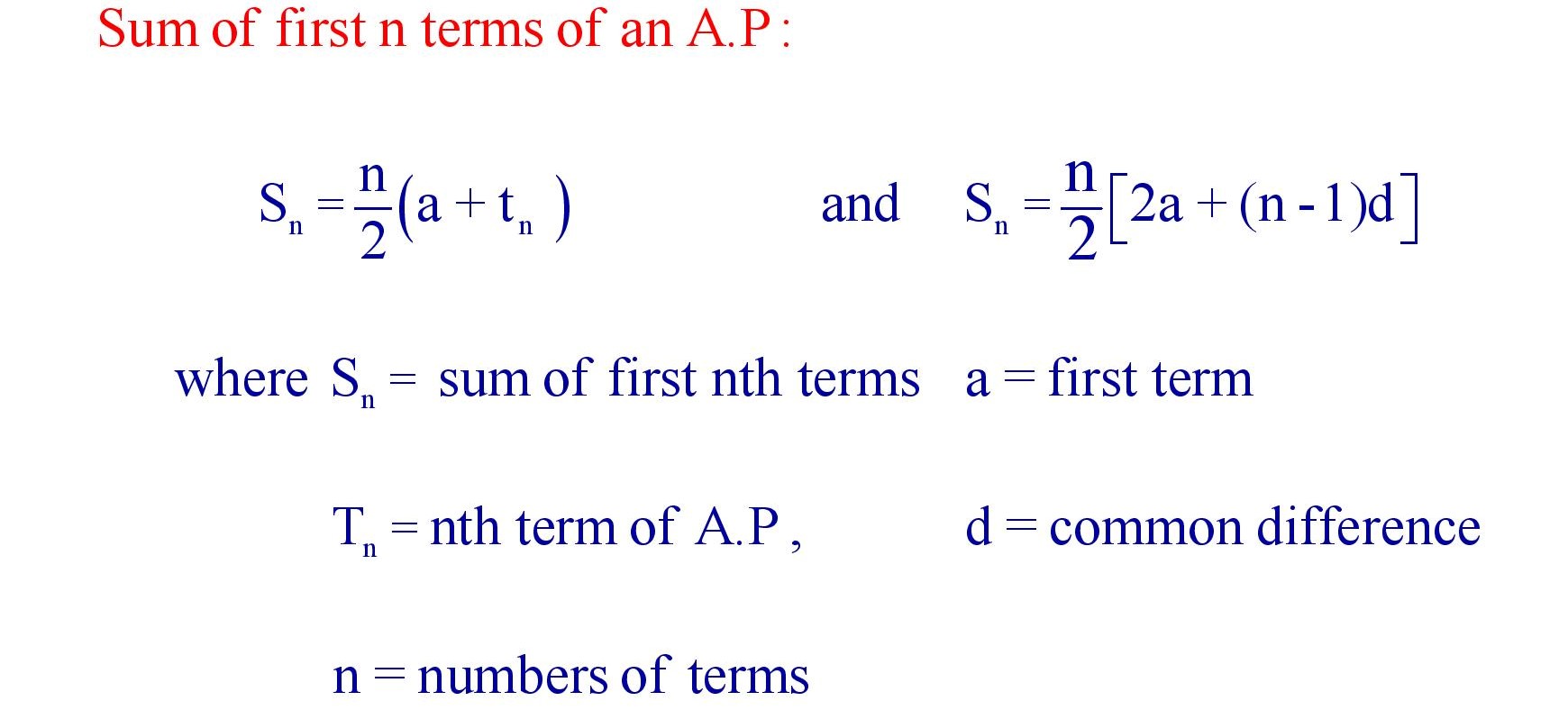 Sum of first n terms of an A.P