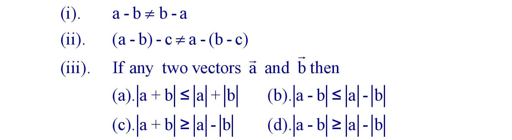 Subtraction of Vectors