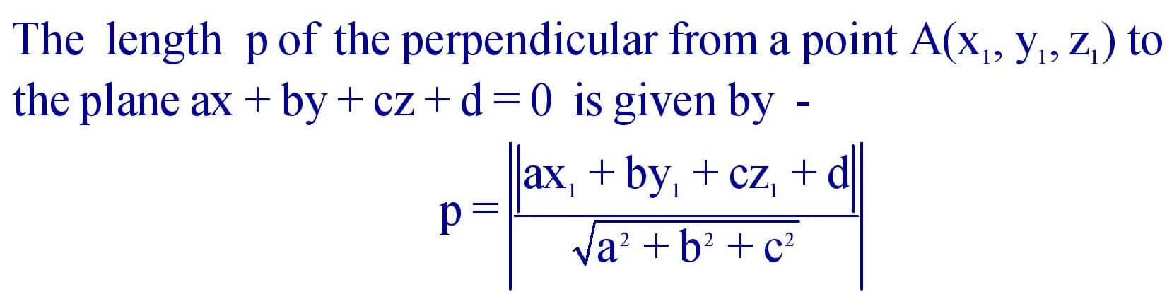 Length of Perpendicular form a point to a Plane