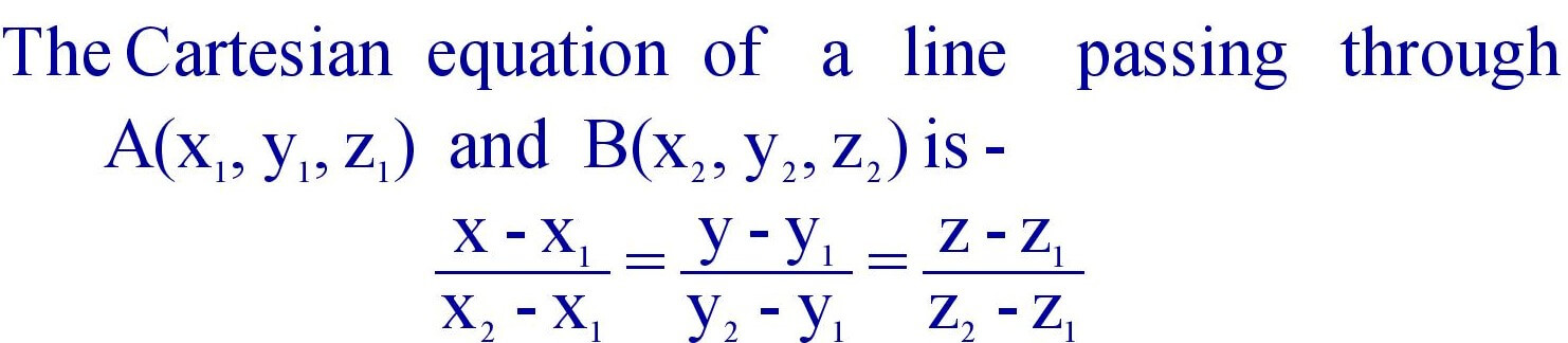 cartesian equation of a line passing through given two points