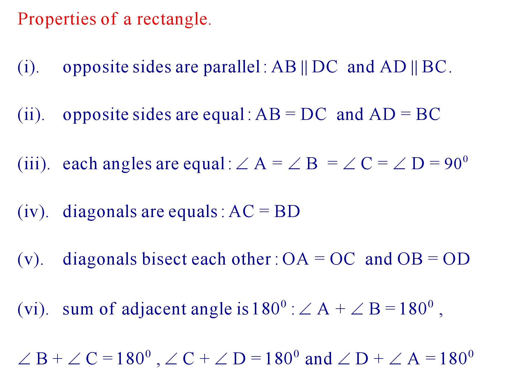 Properties of a Rectangle