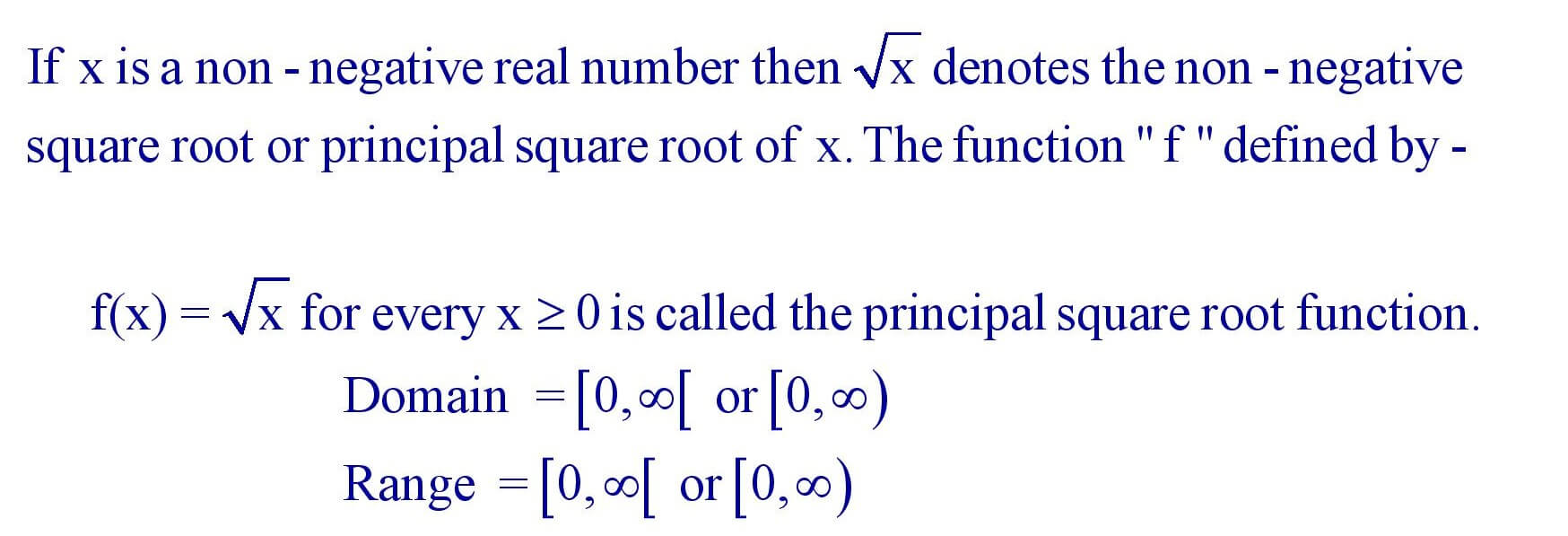 Principal square root function