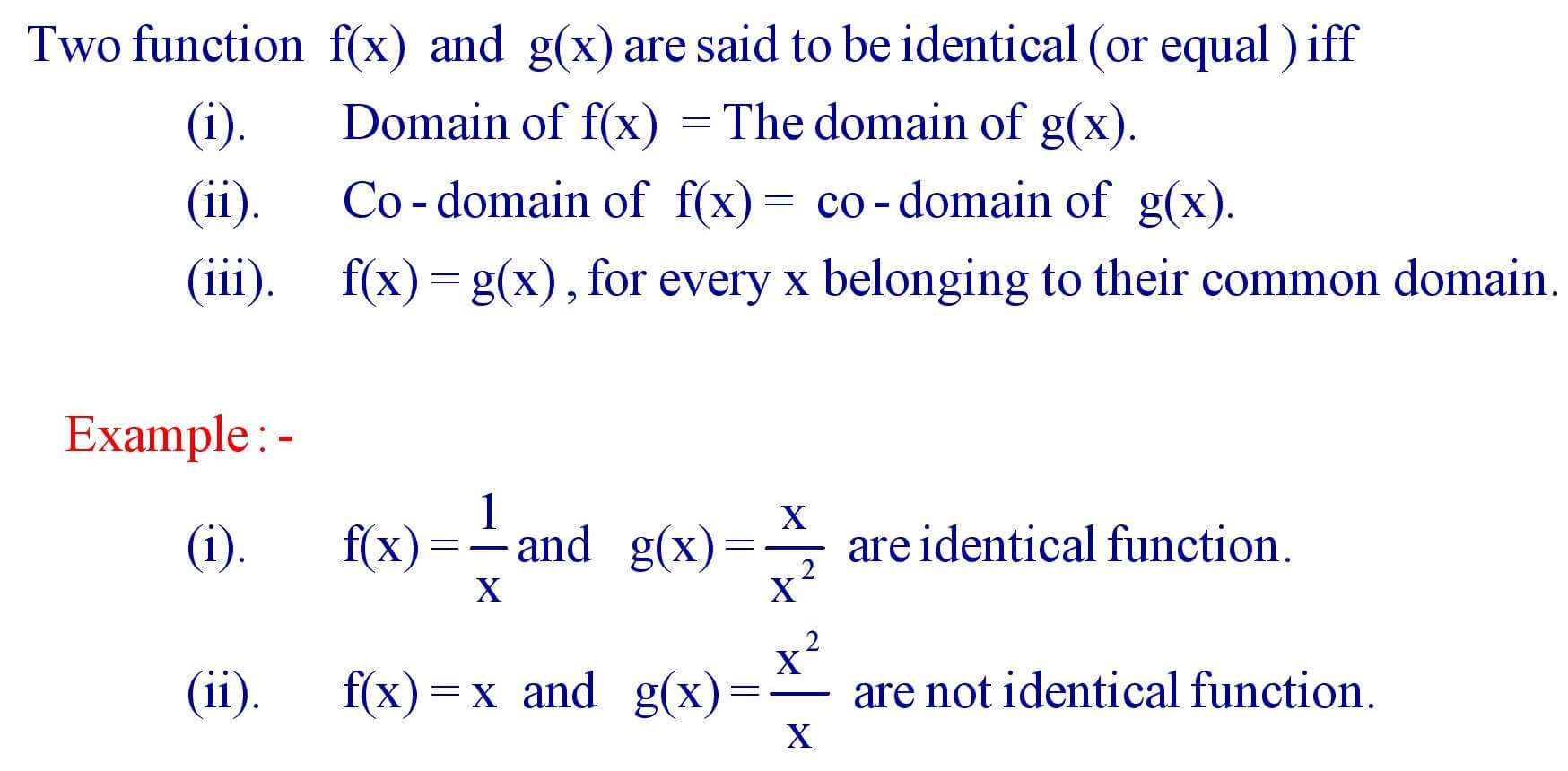 Equal or Identical Function