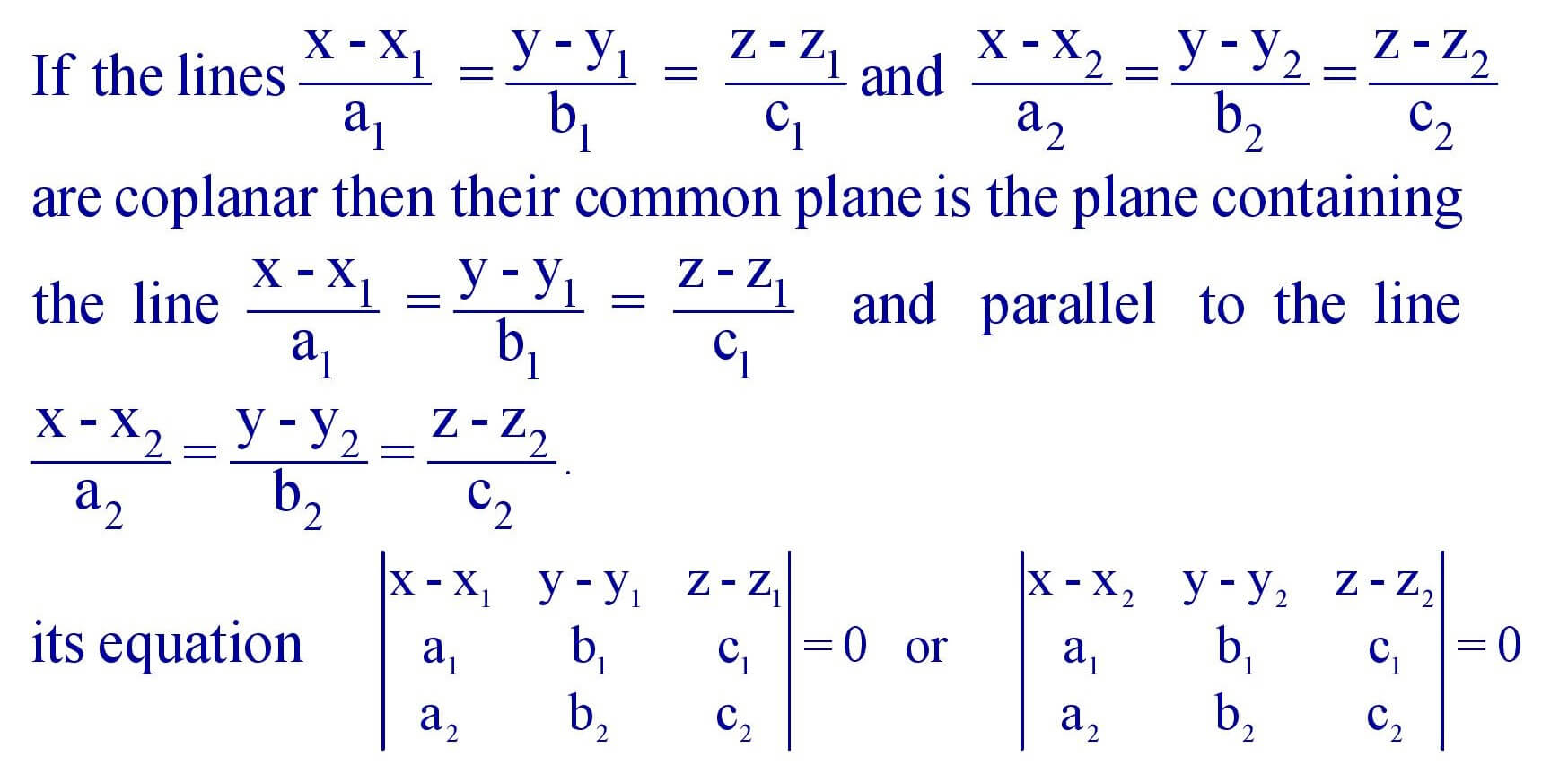 Condition for the Coplanarity of two lines