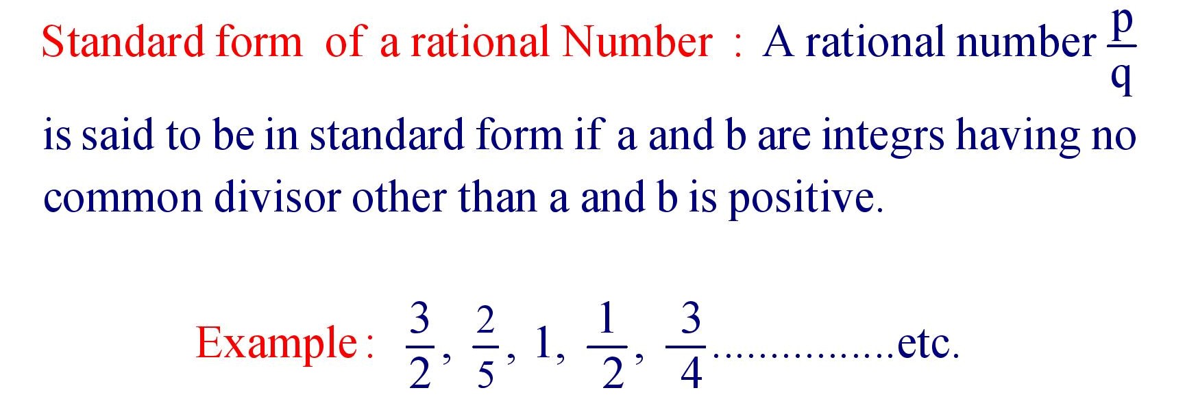 Standard form of Rational Number